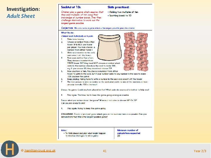 Investigation: Adult Sheet © hamilton-trust. org. uk 41 Year 2/3 