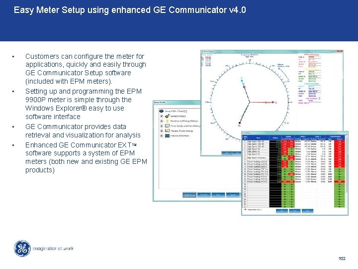 Easy Meter Setup using enhanced GE Communicator v 4. 0 • • Customers can