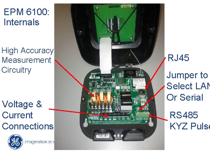 EPM 6100: Internals High Accuracy Measurement Circuitry Voltage & Current Connections RJ 45 Jumper