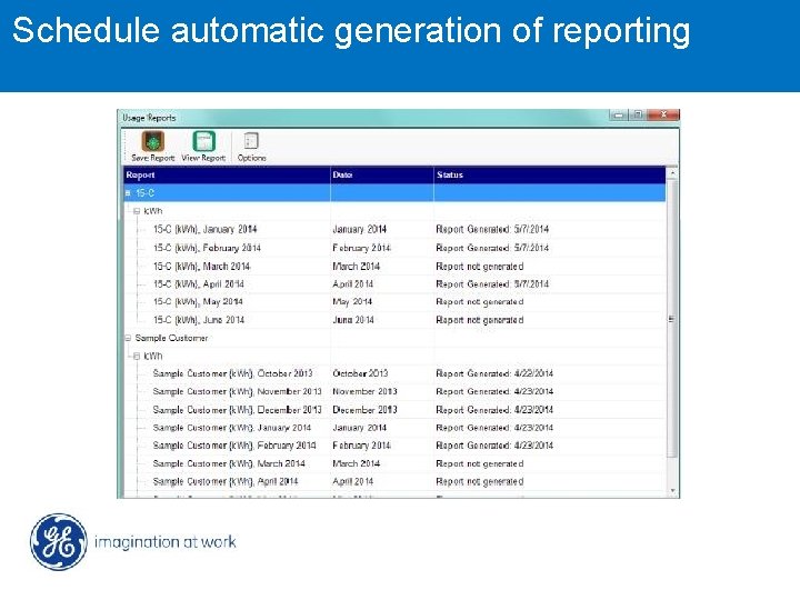 Schedule automatic generation of reporting TM MDS Wi. YZ 
