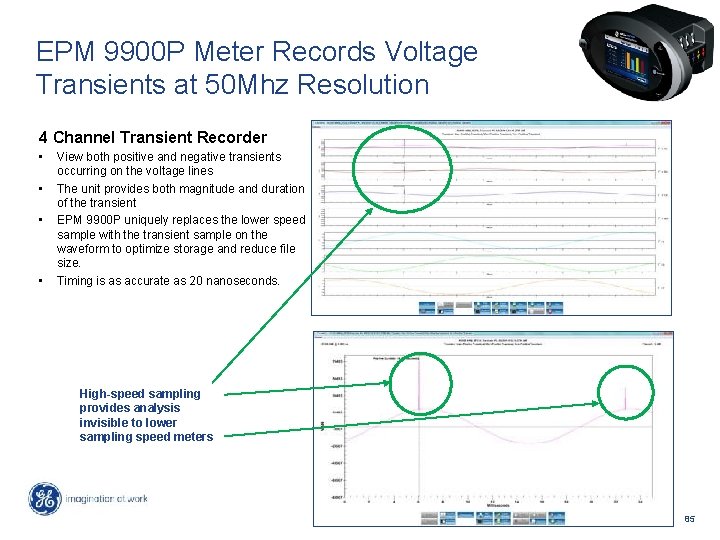 EPM 9900 P Meter Records Voltage Transients at 50 Mhz Resolution 4 Channel Transient