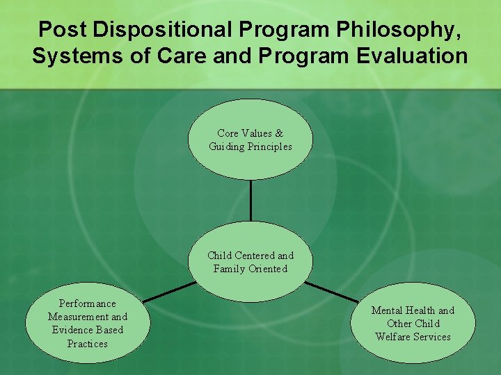 Post Dispositional Program Philosophy, Systems of Care and Program Evaluation Core Values & Guiding