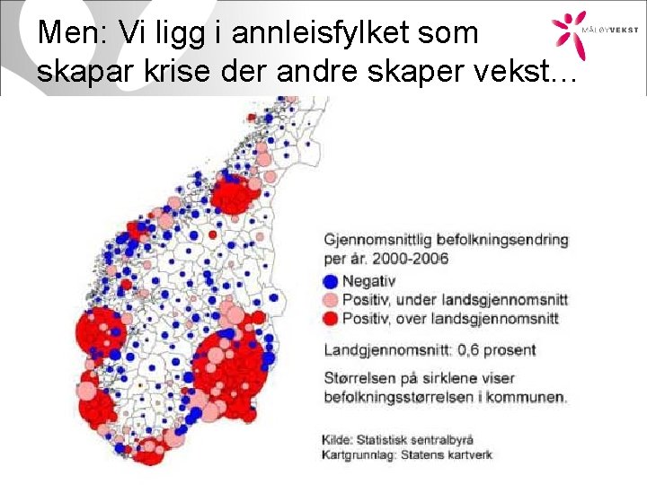 Men: Vi ligg i annleisfylket som skapar krise der andre skaper vekst… 8 