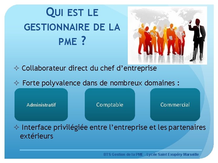 QUI EST LE GESTIONNAIRE DE LA PME ? ² Collaborateur direct du chef d’entreprise