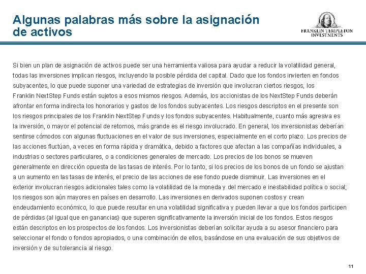 Algunas palabras más sobre la asignación de activos Si bien un plan de asignación