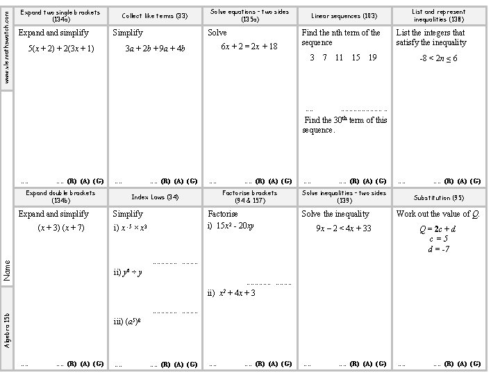 www. vle. mathswatch. com Expand two single brackets (134 a) Expand simplify Collect like