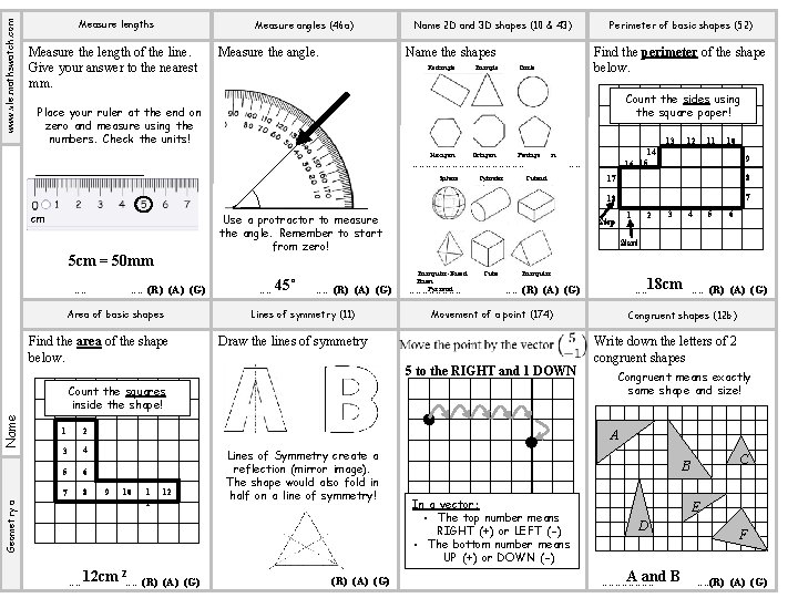 www. vle. mathswatch. com Measure lengths Measure angles (46 a) Measure the length of