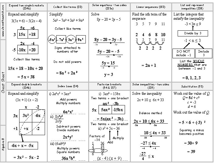 www. vle. mathswatch. com Expand two single brackets (134 a) Expand simplify 5 a