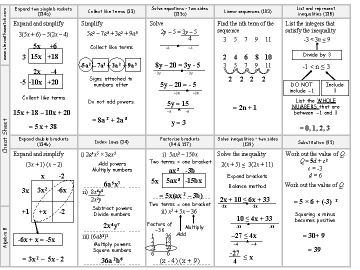 www. vle. mathswatch. com Expand two single brackets (134 a) Expand simplify 5 a