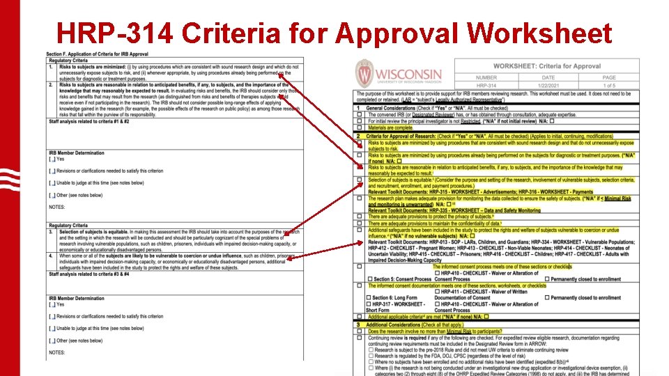 HRP-314 Criteria for Approval Worksheet 