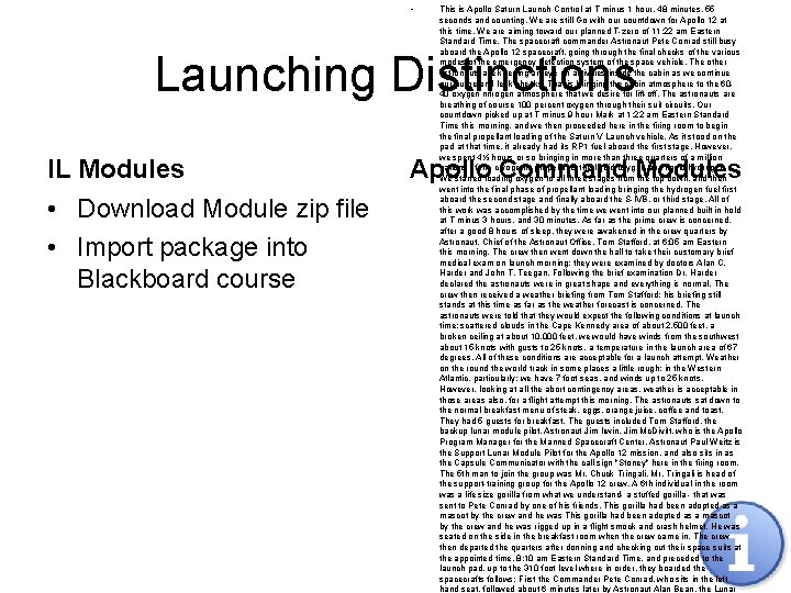  • This is Apollo Saturn Launch Control at T minus 1 hour, 48