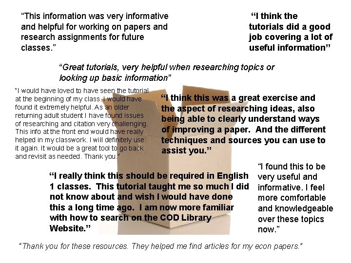 “This information was very informative and helpful for working on papers and research assignments