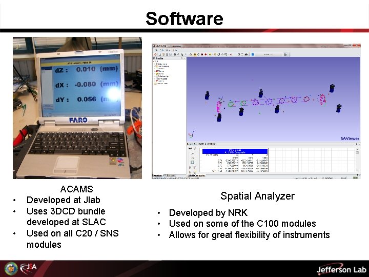 Software • • • ACAMS Developed at Jlab Uses 3 DCD bundle developed at