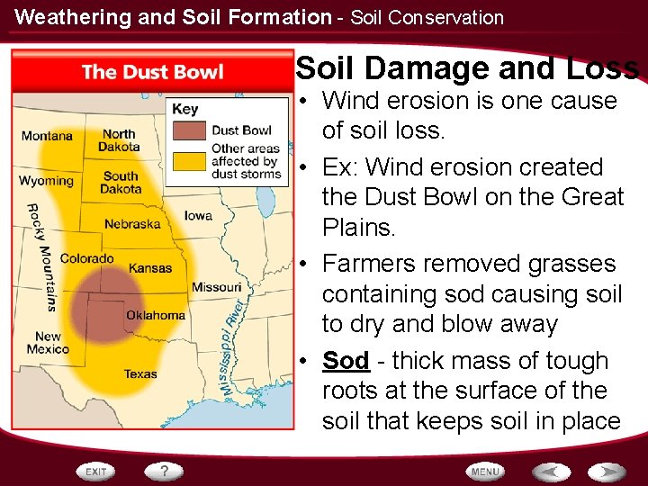 Weathering and Soil Formation - Soil Conservation Soil Damage and Loss • Wind erosion