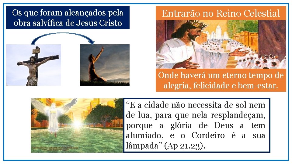 Os que foram alcançados pela obra salvífica de Jesus Cristo Entrarão no Reino Celestial