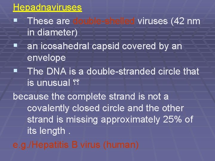 Hepadnaviruses § These are double-shelled viruses (42 nm in diameter) § an icosahedral capsid