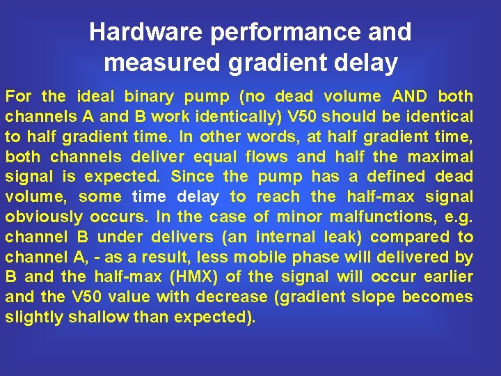 Hardware performance and measured gradient delay For the ideal binary pump (no dead volume