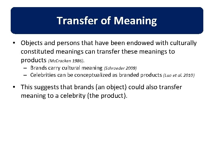 Transfer. Ball of Meaning • Objects and persons that have been endowed with culturally Transfer. Ball of Meaning • Objects and persons that have been endowed with culturally
