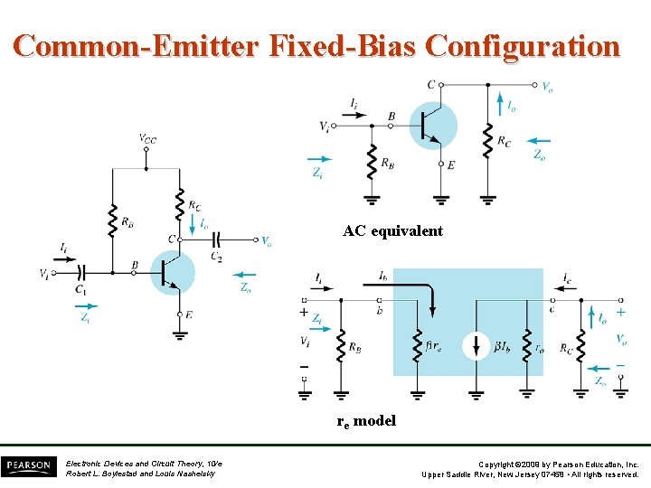 Common-Emitter Fixed-Bias Configuration AC equivalent re model Electronic Devices and Circuit Theory, 10/e Robert Common-Emitter Fixed-Bias Configuration AC equivalent re model Electronic Devices and Circuit Theory, 10/e Robert