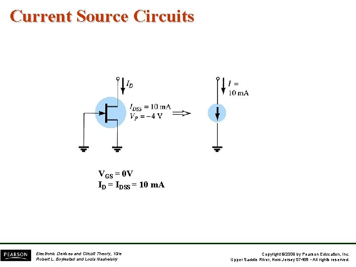 Current Source Circuits VGS = 0 V ID = IDSS = 10 m. A Current Source Circuits VGS = 0 V ID = IDSS = 10 m. A