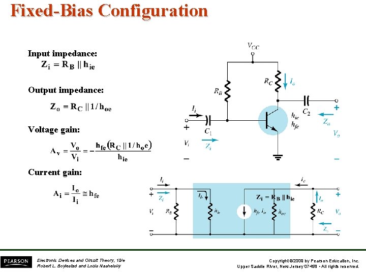 Fixed-Bias Configuration Input impedance: Output impedance: Voltage gain: Current gain: Electronic Devices and Circuit Fixed-Bias Configuration Input impedance: Output impedance: Voltage gain: Current gain: Electronic Devices and Circuit