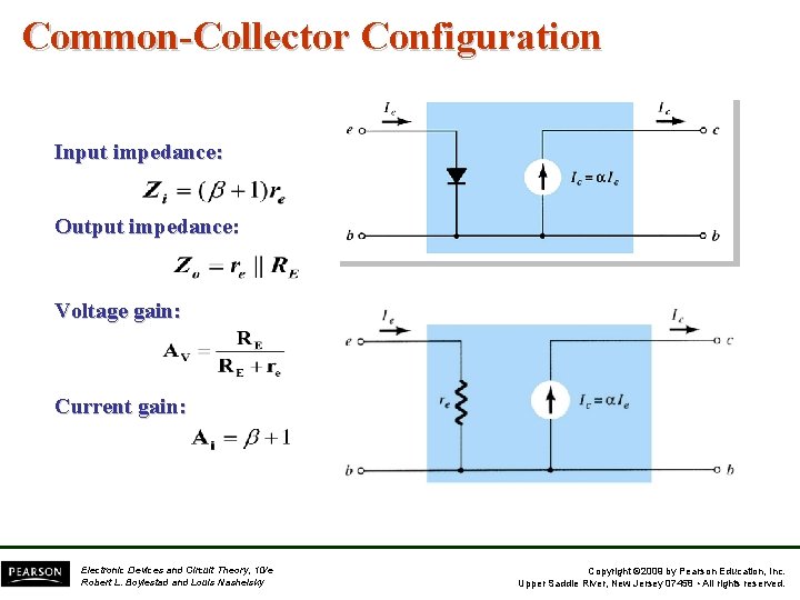 Common-Collector Configuration Input impedance: Output impedance: Voltage gain: Current gain: Electronic Devices and Circuit Common-Collector Configuration Input impedance: Output impedance: Voltage gain: Current gain: Electronic Devices and Circuit