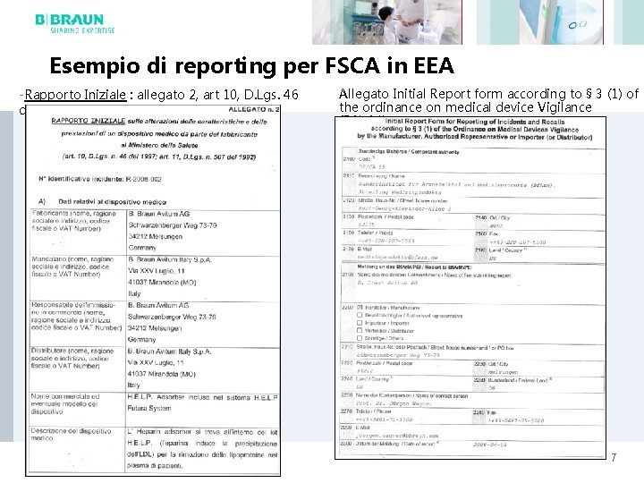 Esempio di reporting per FSCA in EEA -Rapporto Iniziale : allegato 2, art 10,