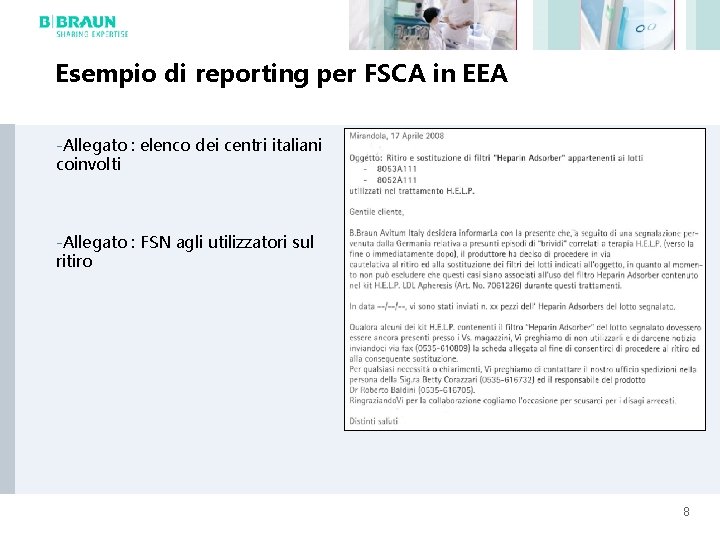 Esempio di reporting per FSCA in EEA -Allegato : elenco dei centri italiani coinvolti