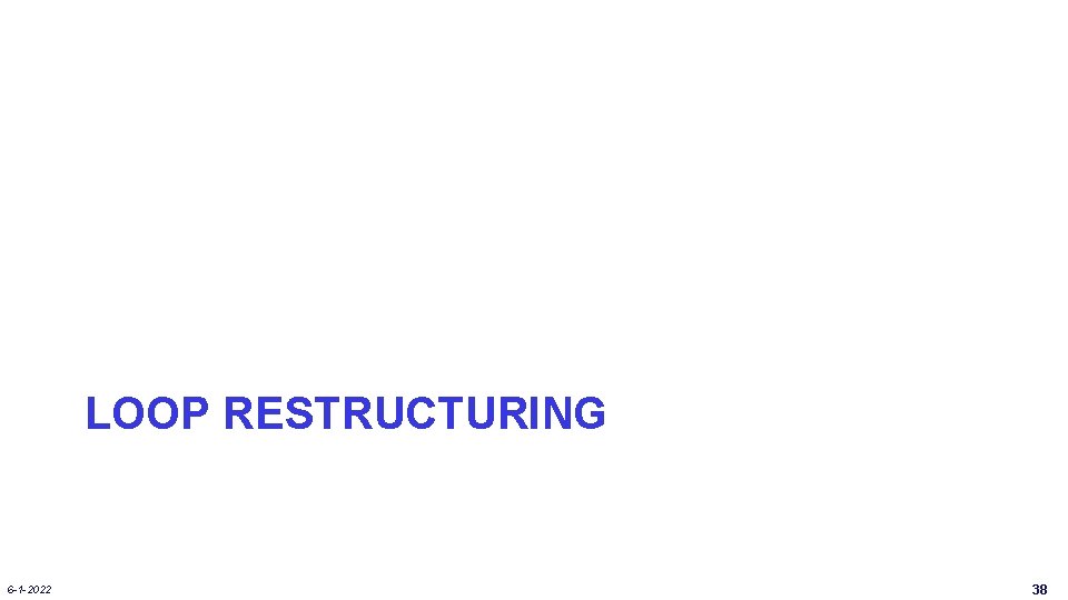 LOOP RESTRUCTURING 6 -1 -2022 38 LOOP RESTRUCTURING 6 -1 -2022 38