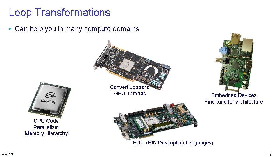 Loop Transformations • Can help you in many compute domains Convert Loops to GPU