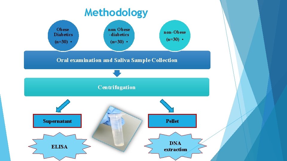 Methodology Obese Diabetics (n=30) • non Obese -diabetics (n=30) • non-Obese (n=30) • Oral