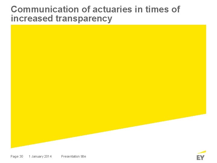 Communication of actuaries in times of increased transparency Page 30 1 January 2014 Presentation