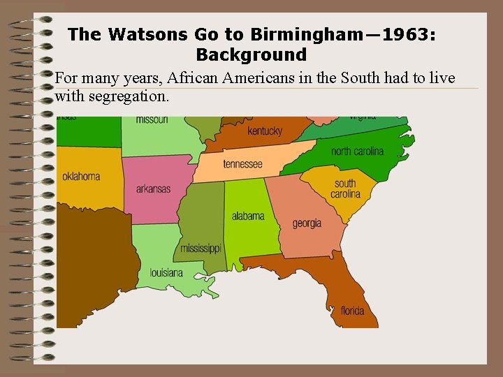The Watsons Go to Birmingham— 1963: Background For many years, African Americans in the