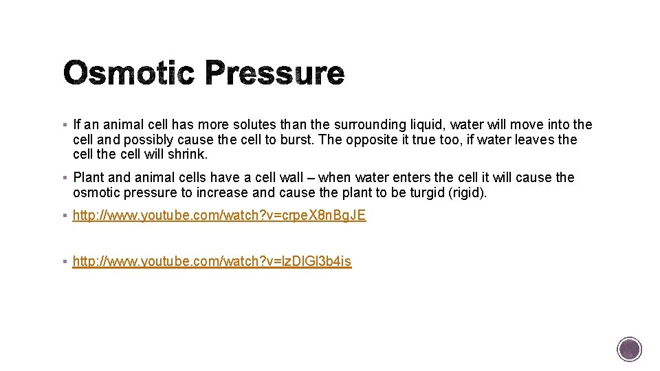 § If an animal cell has more solutes than the surrounding liquid, water will