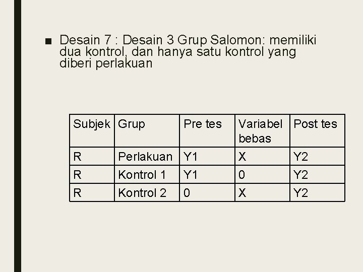 ■ Desain 7 : Desain 3 Grup Salomon: memiliki dua kontrol, dan hanya satu