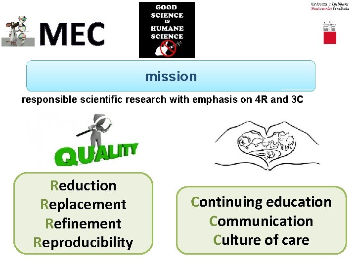 MEC mission responsible scientific research with emphasis on 4 R and 3 C Reduction