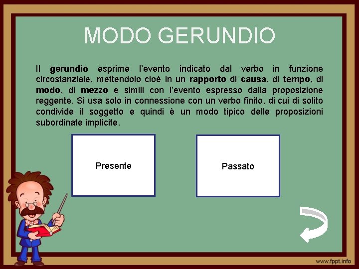 MODO GERUNDIO Il gerundio esprime l’evento indicato dal verbo in funzione circostanziale, mettendolo cioè