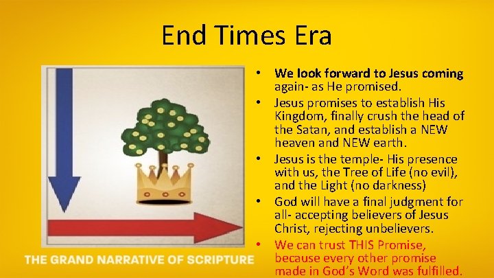 End Times Era • We look forward to Jesus coming again- as He promised.