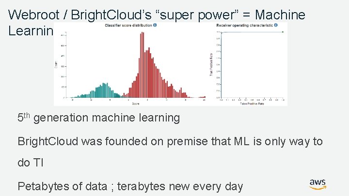 Webroot / Bright. Cloud’s “super power” = Machine Learning 5 th generation machine learning