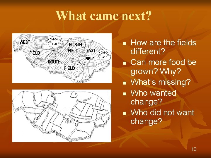What came next? n n n How are the fields different? Can more food