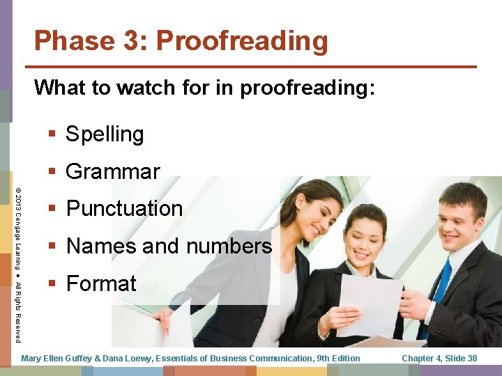 Phase 3: Proofreading What to watch for in proofreading: § Spelling § Grammar ©