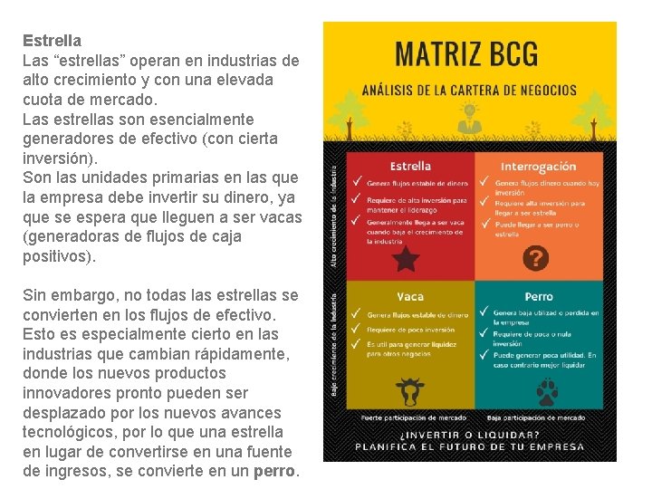 Estrella Las “estrellas” operan en industrias de alto crecimiento y con una elevada cuota