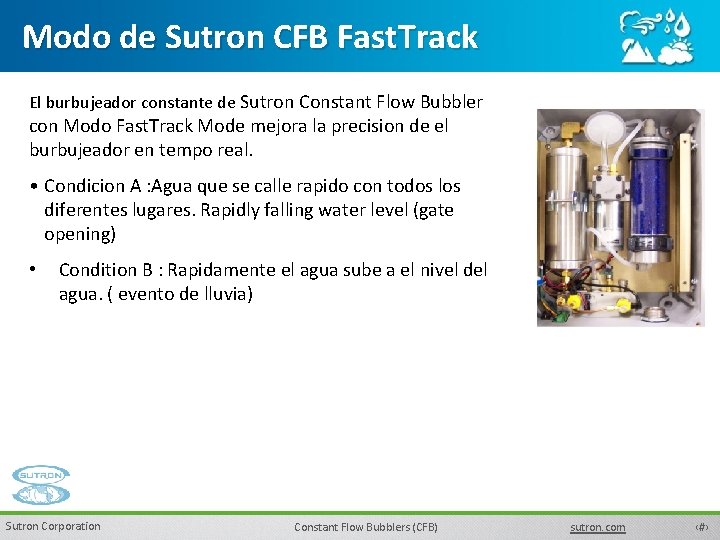 Modo de Sutron CFB Fast. Track El burbujeador constante de Sutron Constant Flow Bubbler