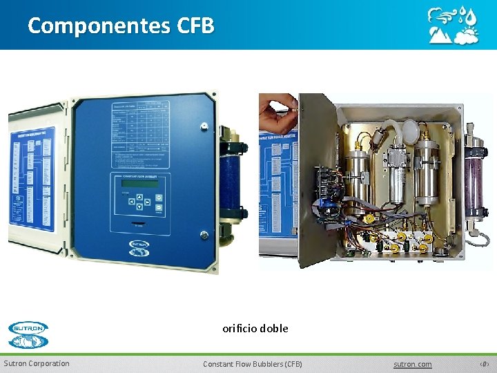 Componentes CFB orificio doble Sutron Corporation Constant Flow Bubblers (CFB) sutron. com ‹#› 