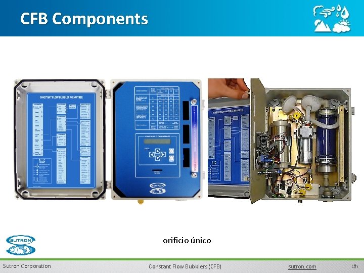 CFB Components orificio único Sutron Corporation Constant Flow Bubblers (CFB) sutron. com ‹#› 