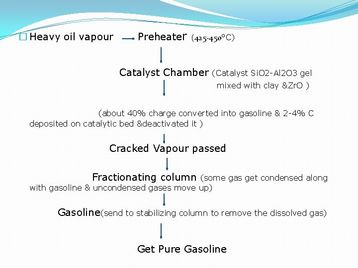 � Heavy oil vapour Preheater (425 -450°C) Catalyst Chamber (Catalyst Si. O 2 -Al