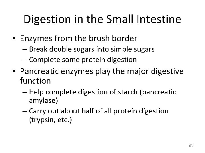 Digestion in the Small Intestine • Enzymes from the brush border – Break double