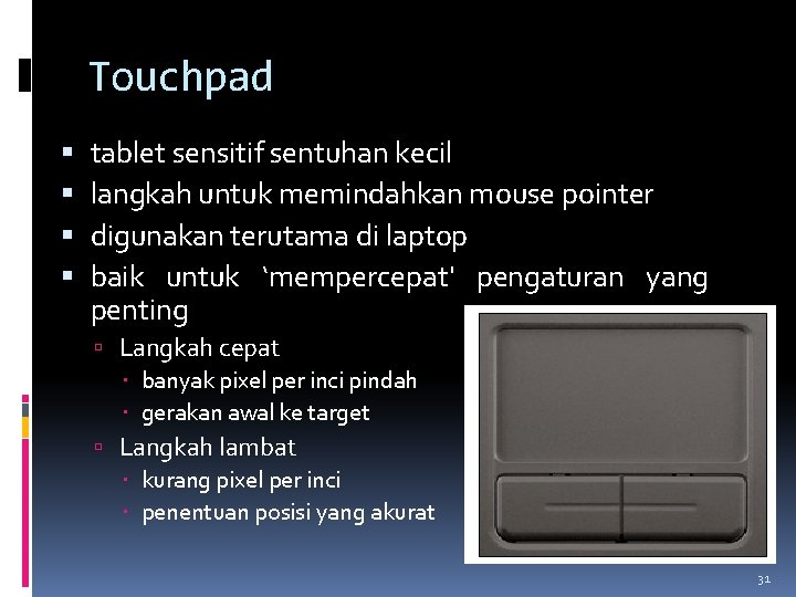 Touchpad tablet sensitif sentuhan kecil langkah untuk memindahkan mouse pointer digunakan terutama di laptop