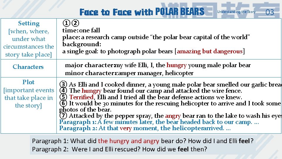 Face to Face with POLAR BEARS Understanding the Story Setting [when, where, under what Face to Face with POLAR BEARS Understanding the Story Setting [when, where, under what