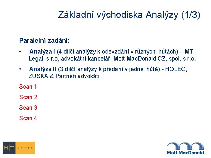 Základní východiska Analýzy (1/3) Paralelní zadání: • Analýza I (4 dílčí analýzy k odevzdání